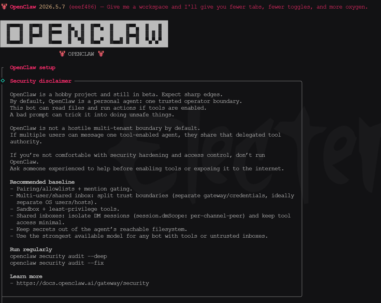 OpenClaw setup 1
