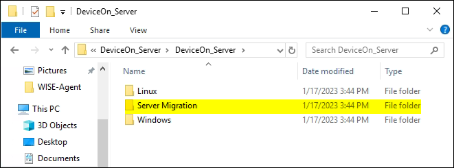 Server Migration Tool Location